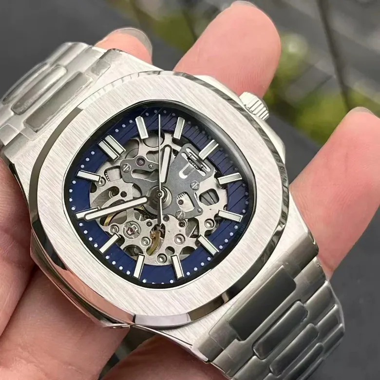 41Mm Skeleton Nautilus watch Mod NH70 movement sapphire glass 5ATM green luminous Glass back
