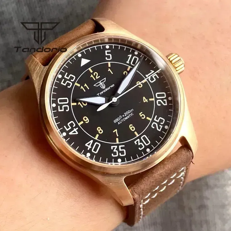Tandorio CUSN8 Bronze Watch TD131 200m Pilot PT5000 NH35A Automatic Sa