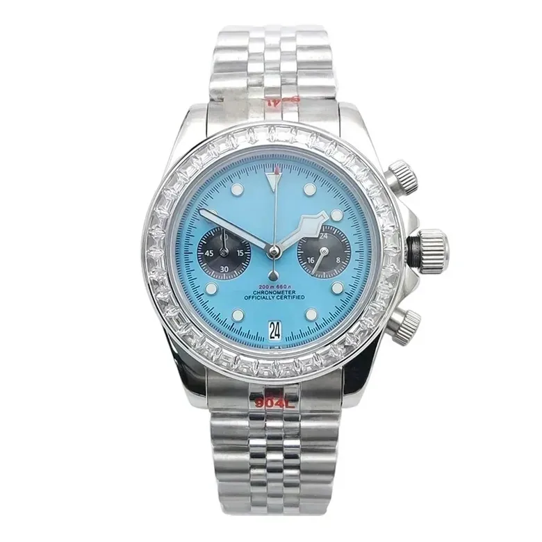 39mm VK64 Chronograph watches Stainless Steel Quartz Two Eyes black bay Chrono mod Business Sapphire