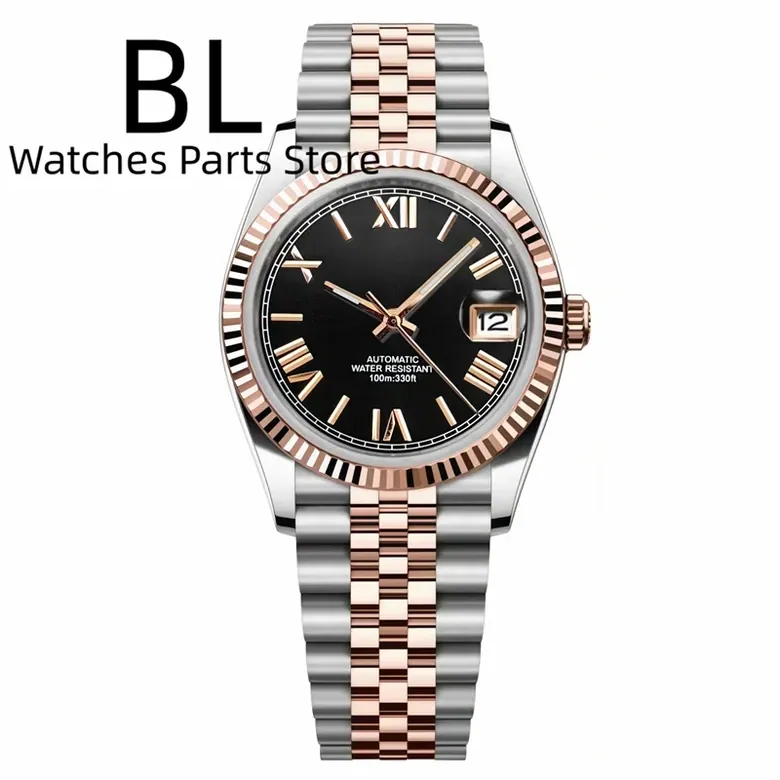 36mm39mm Two-tone Rose Gold DateJust Fluted Sapphire Roman Index Bubble 10Bar