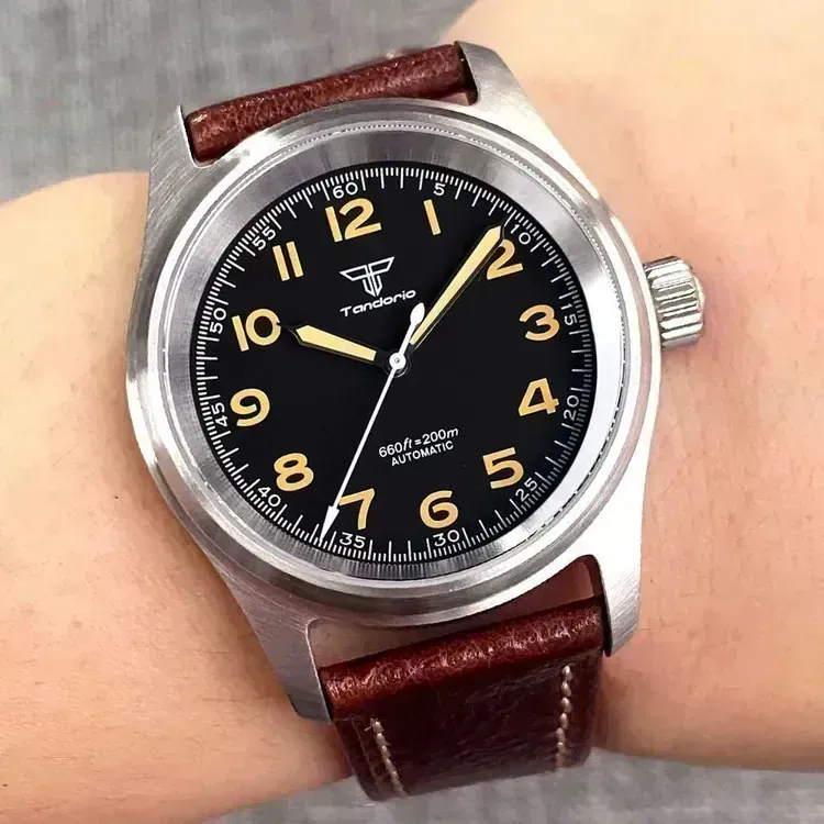 Tandorio 39mm Field Watch for Men NH35 PT5000 20bar TD149