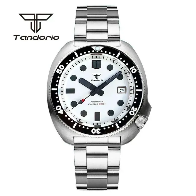 Tandorio Captain NH35A 44mm 200m Diving watch Sapphire Brushed Ceramic TD237
