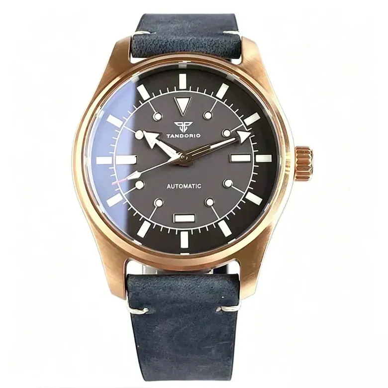 Solid Cusn8 Bronze Pilot Watch Tandorio TD801 39mm 20ATM Miyota 8215 PT5000 Automatic Sapphire