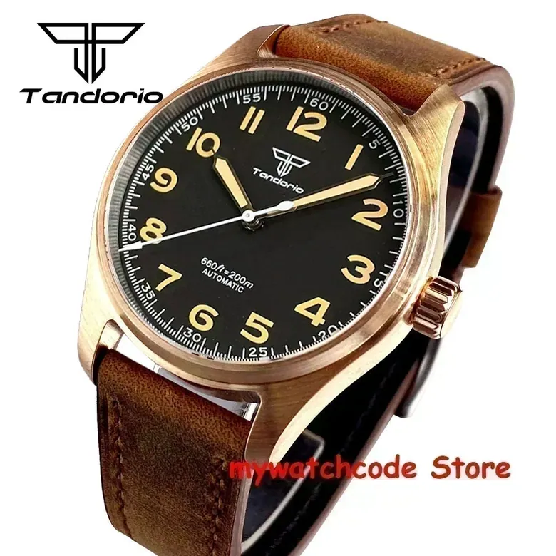 Real Cusn8 Bronze Aviator Watch Tandorio TD107Z  Sapphire 20Bar  NH35A PT5000 Miyota8215 Automatic Military Relojes