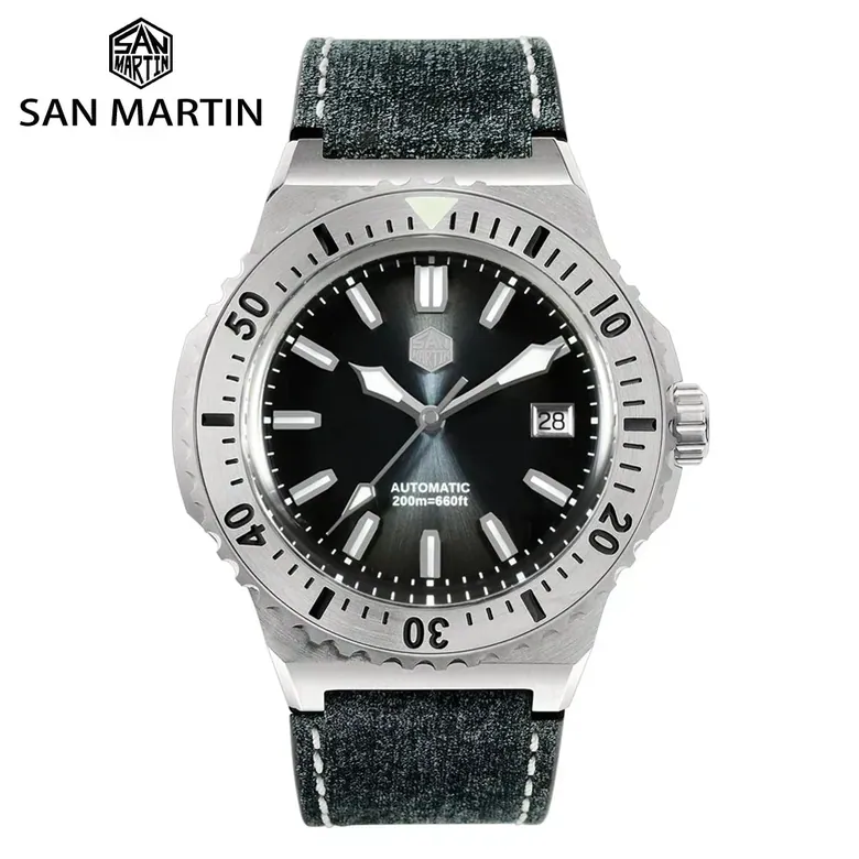 San Martin Diver SN0055G 42mm PT5000 SW200 Automatic Watch AR Sapphire 20Bar BGW-9 Lume