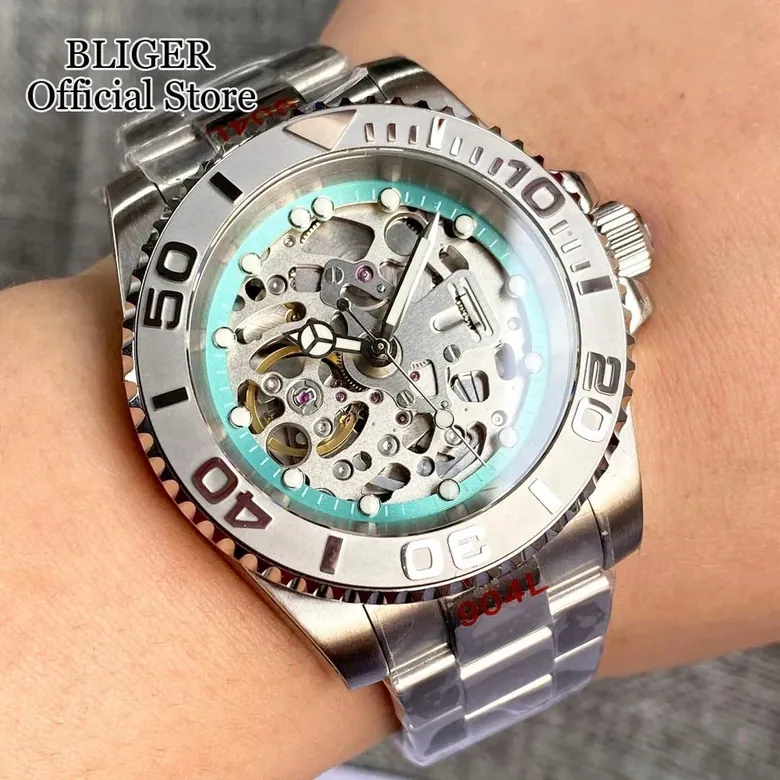 Tandorio 40mm NH70A Dive Watch 20ATM Skeleton Sapphire Glass Back TD301
