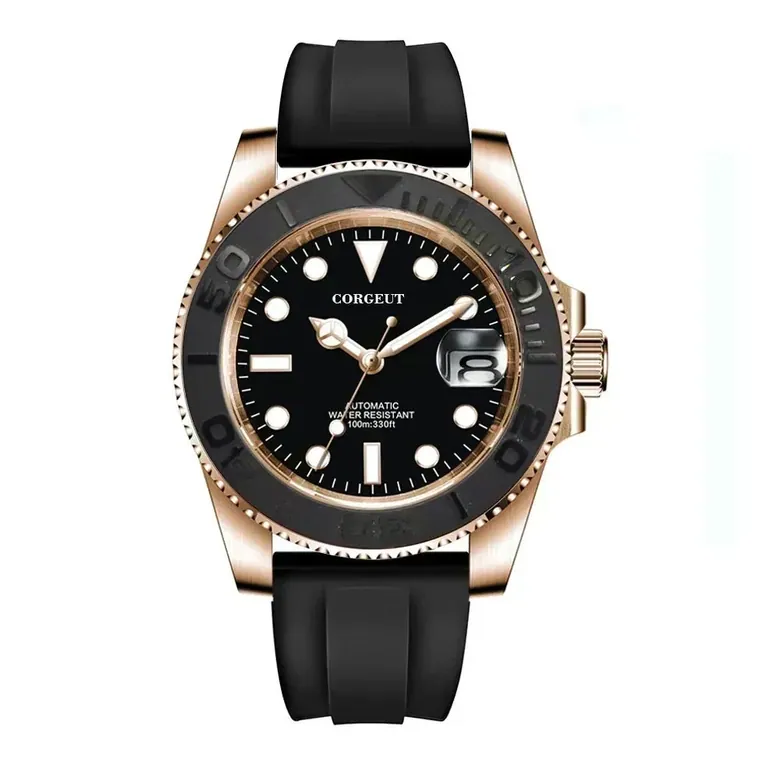 Gold Yacht Watch Corgeut CG3002 sapphire NH35 Miyota 8215 Brushed Cere