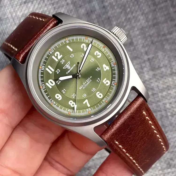 Tandorio 36mm Titanium Aviator Pilot Watch 200M Waterproof NH35 PT5000