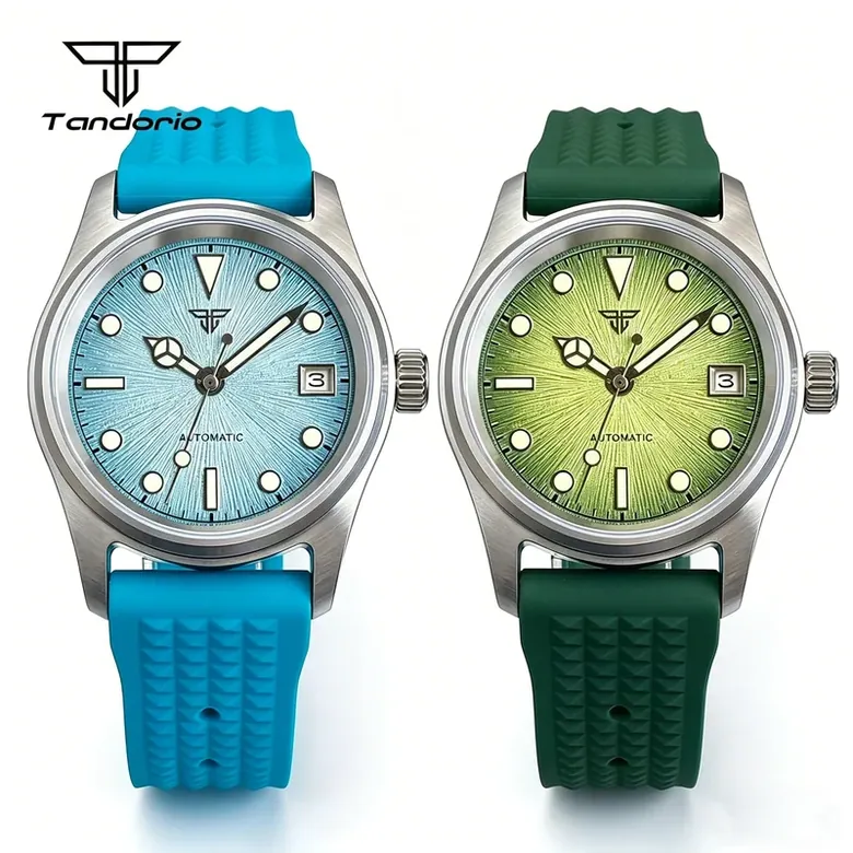 Sunburst Aviator Watch Tandorio TD104Z 20BAR Sapphire 36mm Pilot Textu