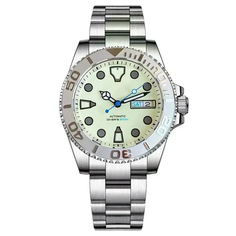 Full Lume Yacht Master Tandorio Tandorio TD265A 40mm NH36 Dive Watch Day Date glass back 20bar
