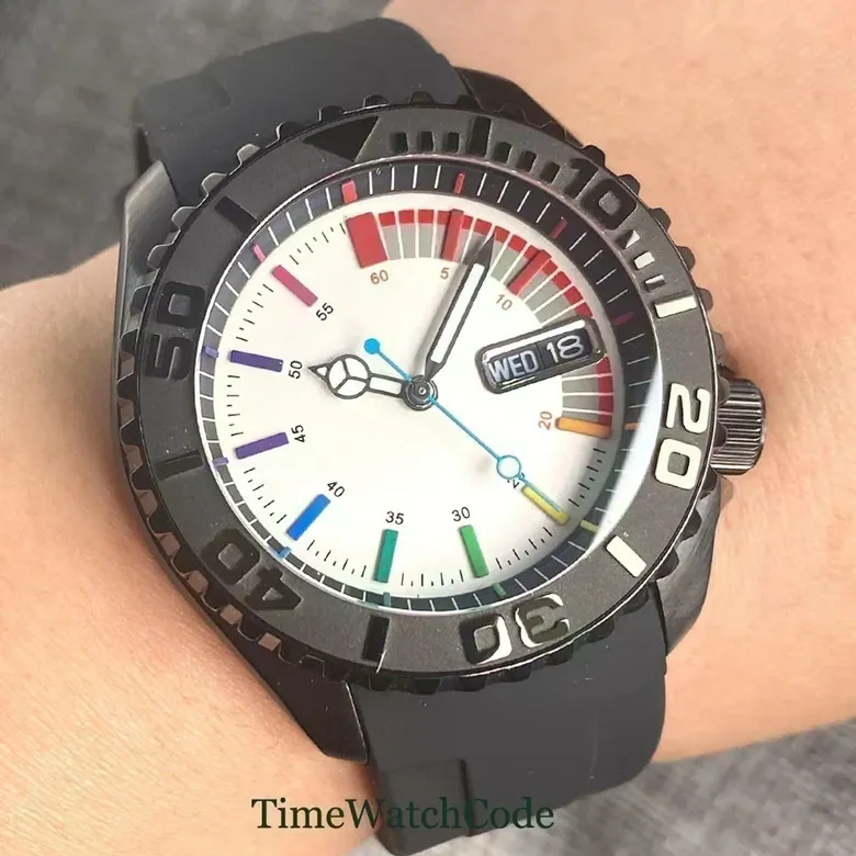 Skx007 Yacht Master Tandorio TD269 PVD Black 41mm 20ATM Diver Automatic Watch NH36 Sapphire Day-Date Watch