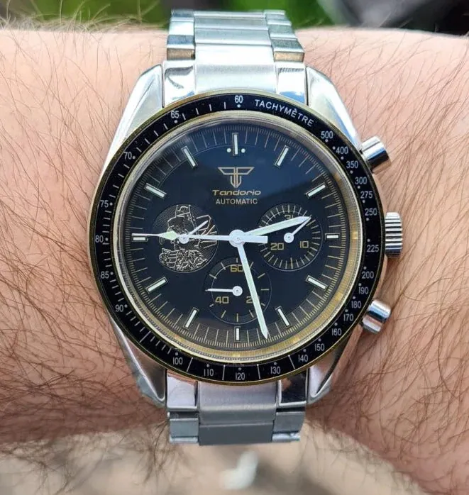 (Not Aailable Anymore) Tandorio 40mm Speed master Automatic NN3836 Movement Chronograph Date Week Hardlex 5Bar