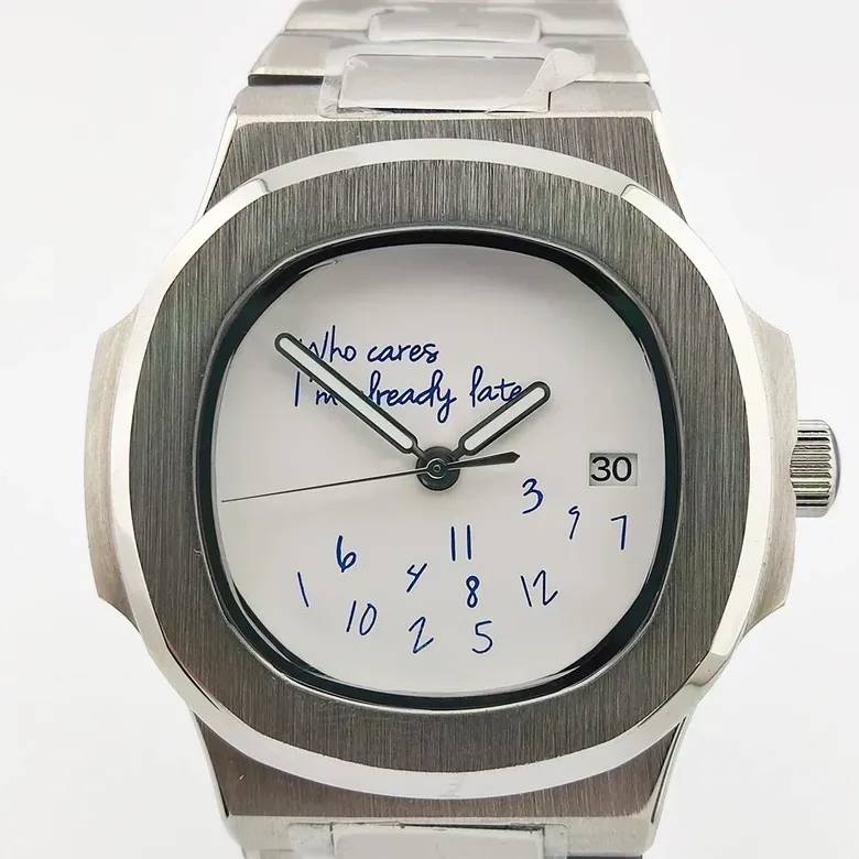 Special dial Nautilus Watch 41mm NH35 who cares i'm already late Sapph