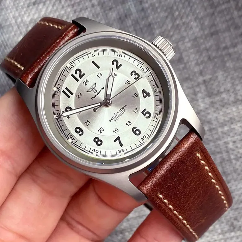 39mm Titanium  Pilot Watch Tandorio TD143B NH35A PT5000 Automatic Sapphire 20ATM  63.7g Vintage
