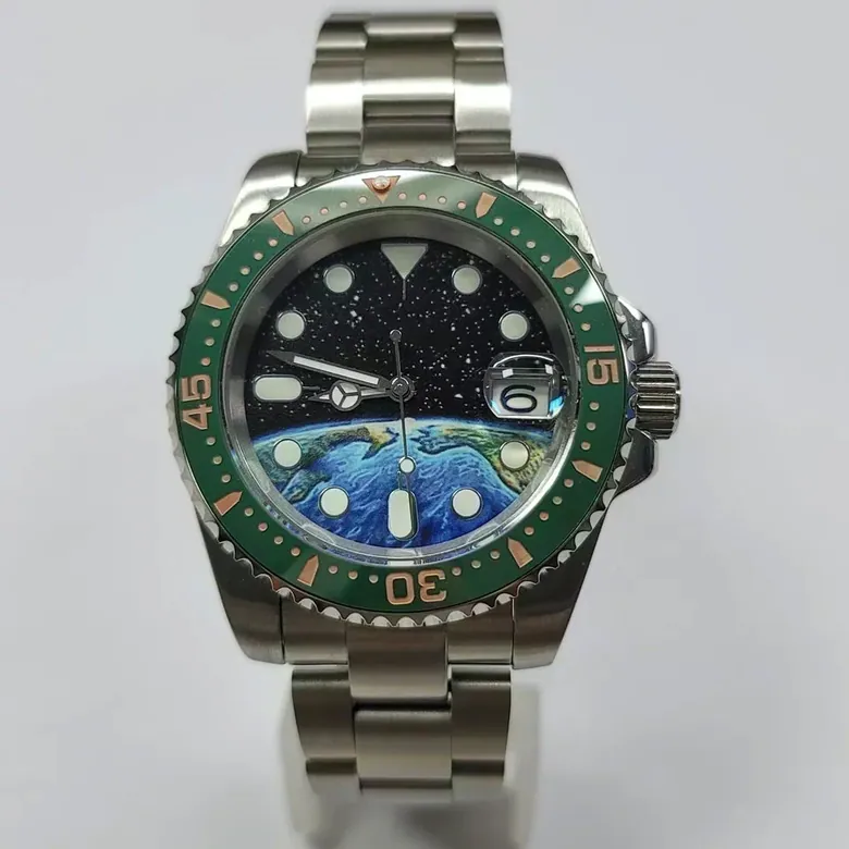 40mm NH35 SUBMARINER Diver with earth dial 10bar Sapphire Automatic Full Lume
