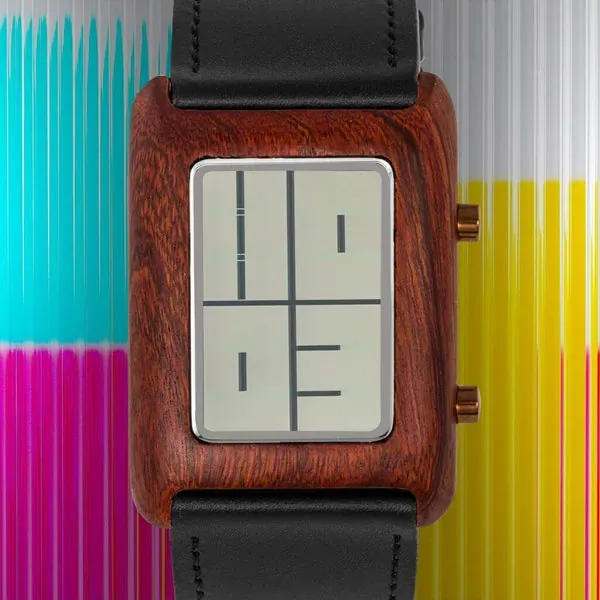 Stencil Wood LCD Watch