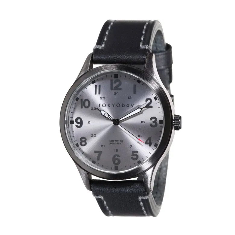 Mason Leather Mens Watch | Grey/Black