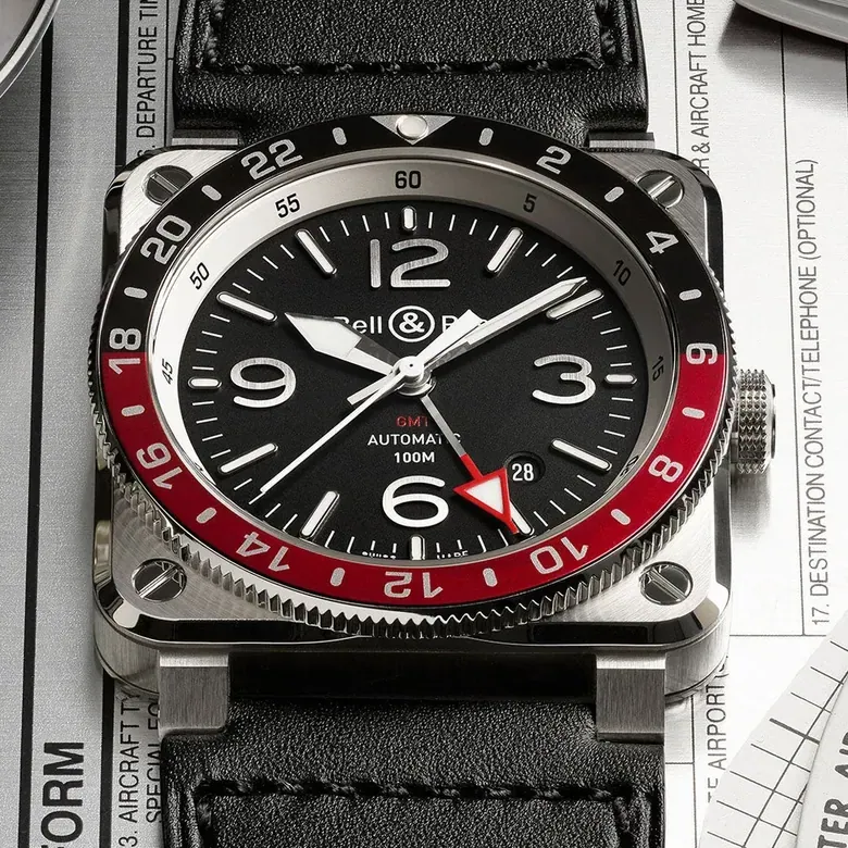 Bell & Ross BR03-93 GMT Black BR0393-BL-ST/SCA