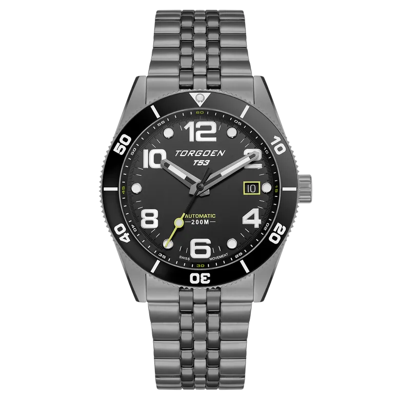 T53 Diver Automatic Gunmetal | 41mm, Black Stainless Steel Strap