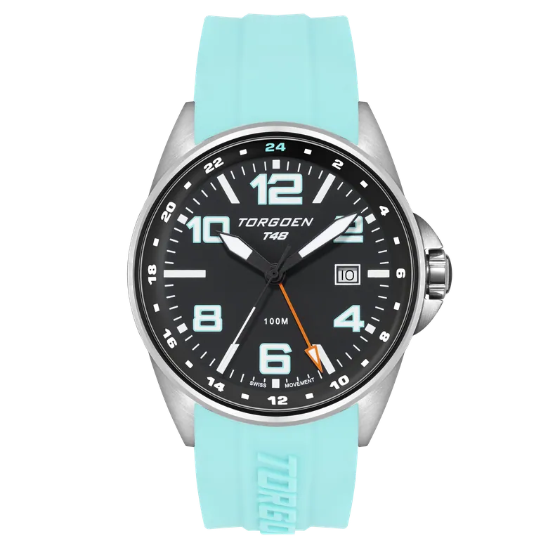 T48 GMT Cyan | 44mm, Cyan Silicone Strap
