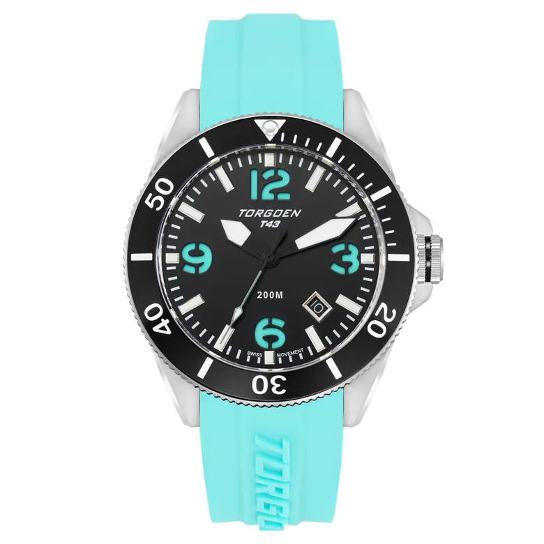 T43 Cyan Diver Sapphire | 44mm, Cyan Silicone Strap