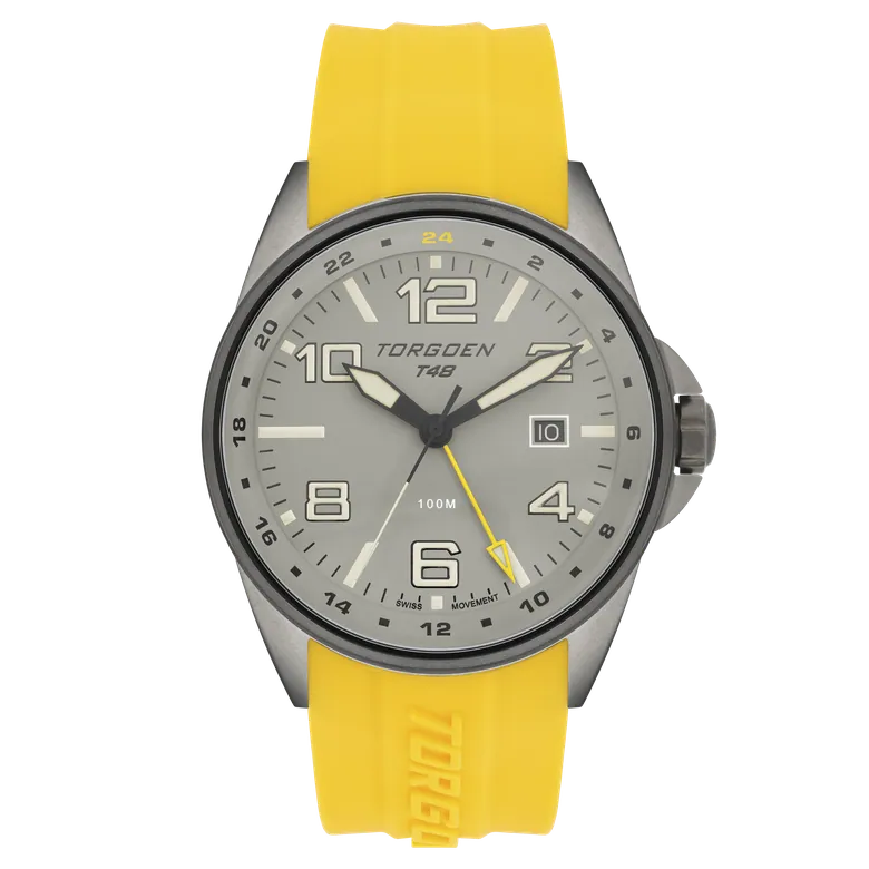 T48 GMT Heron | 44mm, Yellow Silicone Strap