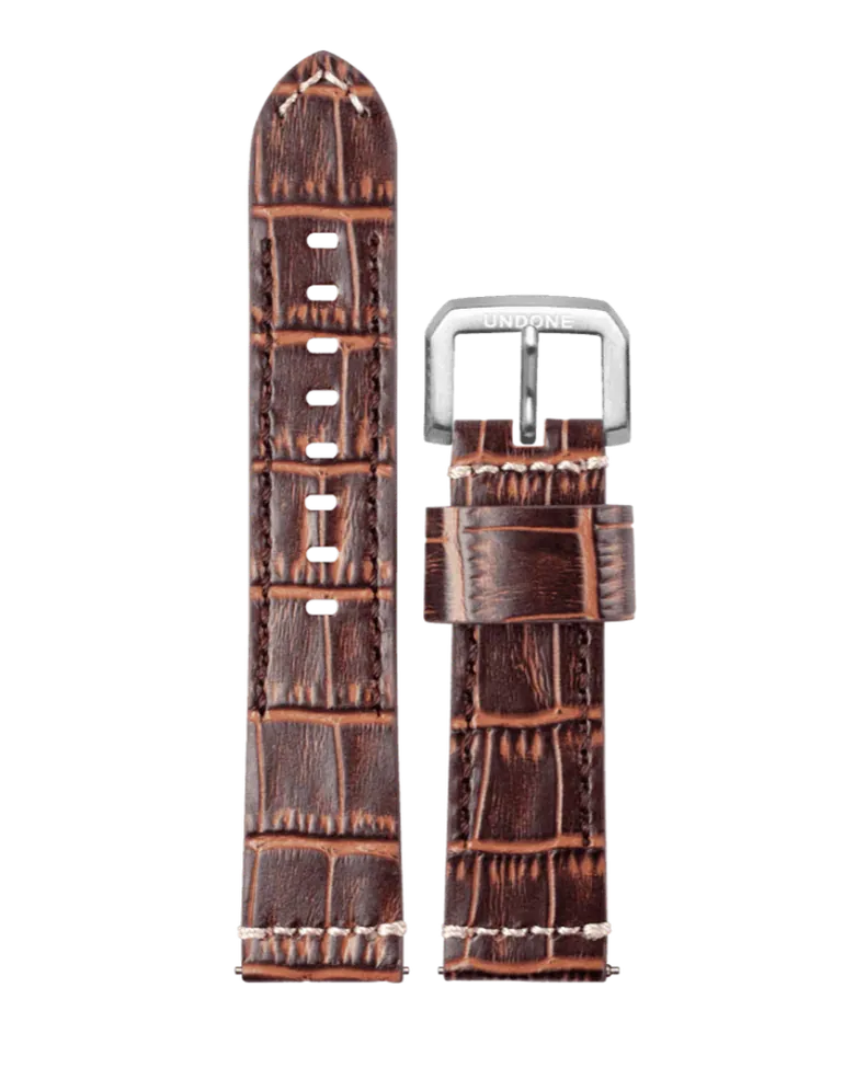 22mm Alligator Brown with Beige stitching