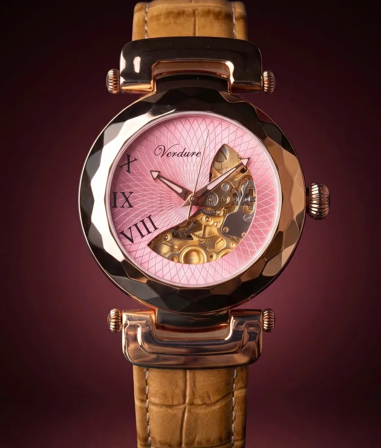 Elegant Blush Watch | Pink Dial Gold Women's Watch – Verdure