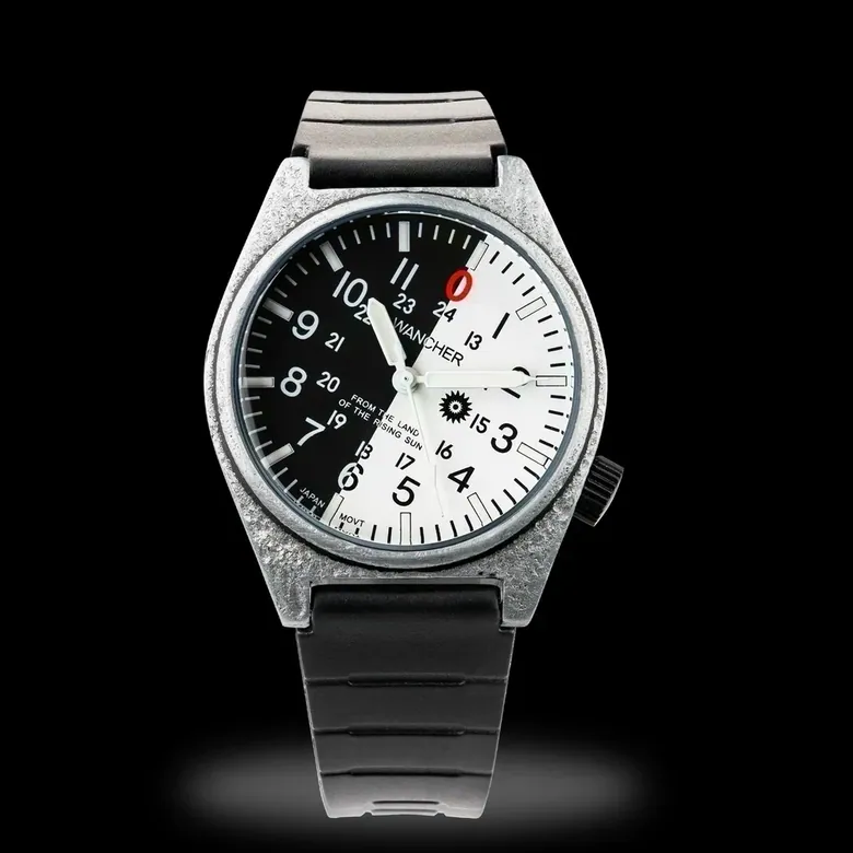 Wancher GURKHA Ganmon (岩紋): 30 Degree Tiltled Dial Rugged Stone Case Watch