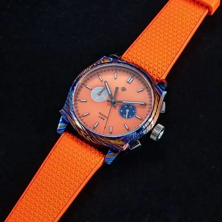 Peacock Timascus Chronograph - Orange MOP VK64A