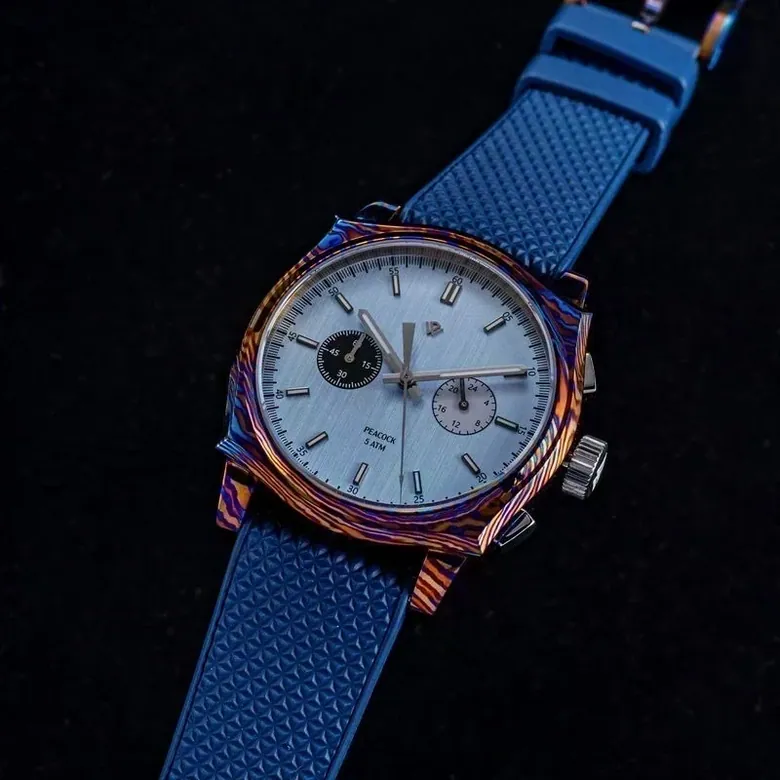 Peacock Timascus Chronograph - Ice Blue Brushed VK64A