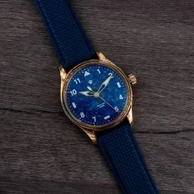 UK STOCK Anniversary Flieger — Mokume Gane & Lapis (NH38A No-date) – 40 mm