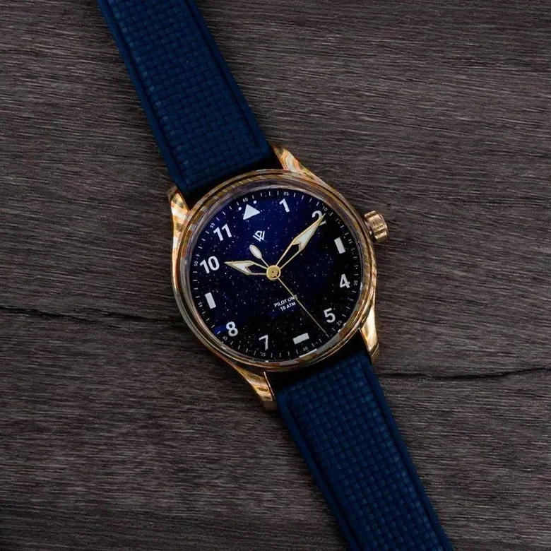 Anniversary Flieger — Polished Mokume Gane & Malachite (NH38A No-date) – 40 mm