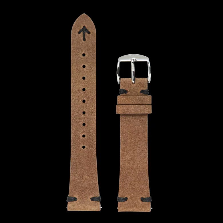 Tonny – L.Brown / Black Stitching Italian Leather Strap  LS11903801N