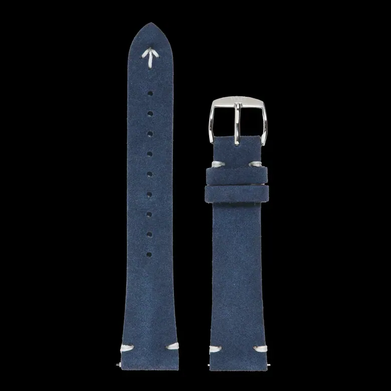Venus – Navy / Yellowish Stitching Italian Suede Leather Strap  LS11903815N