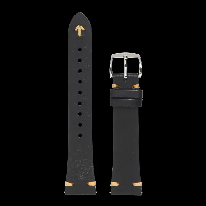 Tonny – Black / L.Brown Stitching Italian Leather Strap  LS11903810N