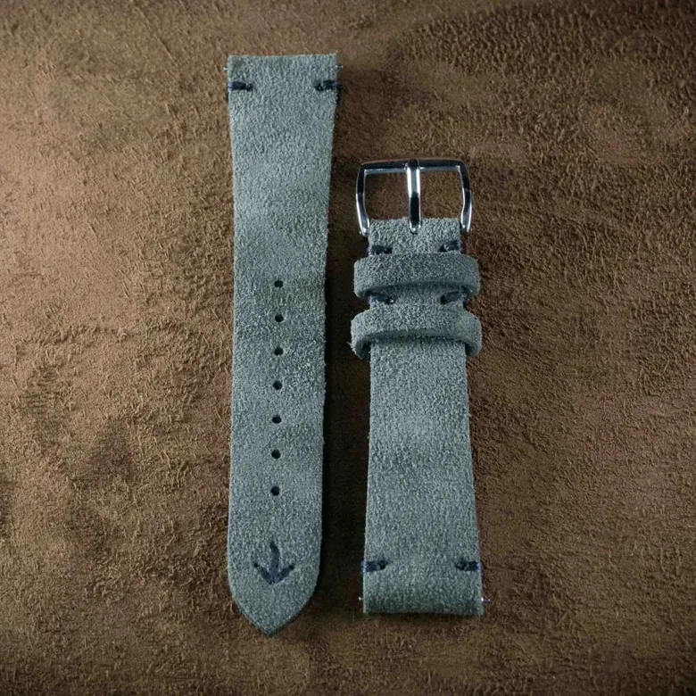 ( L.Green ) Hand Stitching Italian Suede Leather Strap – 20mm