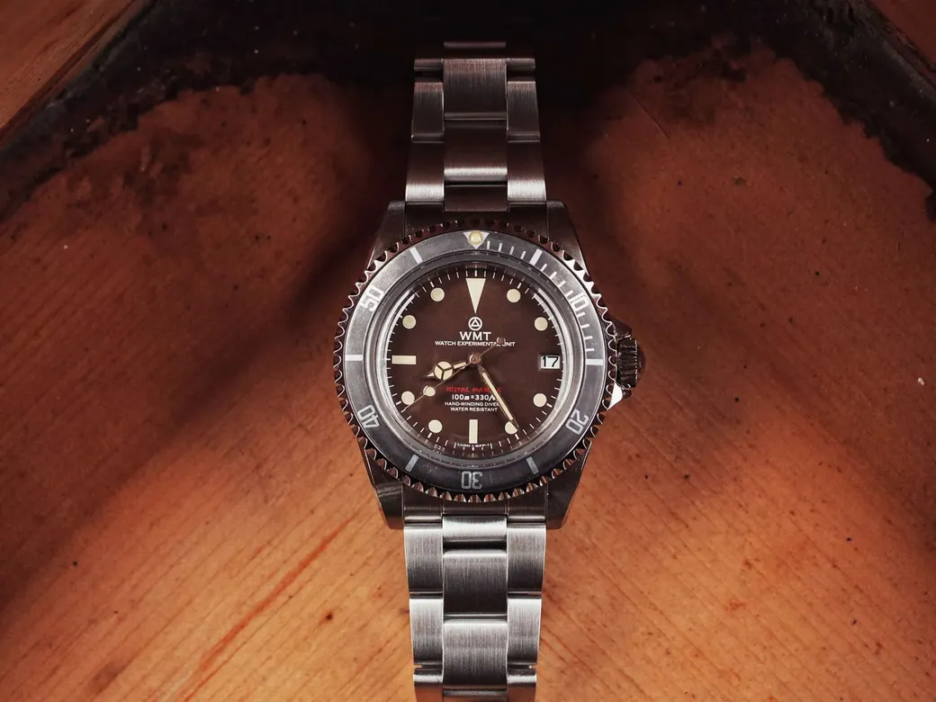 Royal Marine – ( Tropical Brown ) Metal Band + Italian Leather Strap ” Aged ” Edition