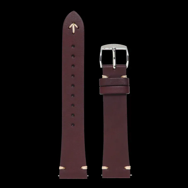 Tonny – Burgundy / L.Brown Stitching Italian Leather Strap  LS11903812N