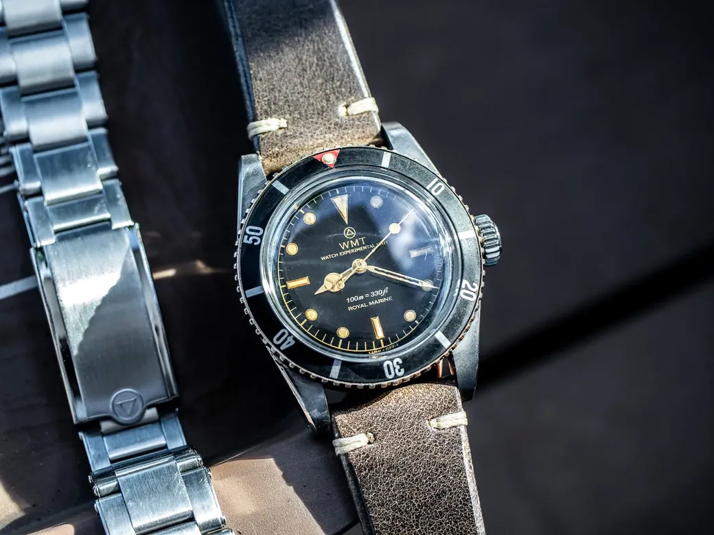 Sea Diver – ‘MI6-010C’ / All Aged With Brass Bezel / Heavy Aged / Metal Bracelet + Leather Strap Set