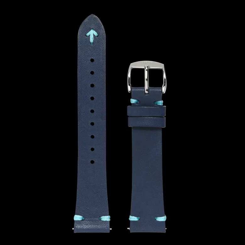 Tonny – Navy / L.Blue Stitching Italian Leather Strap  LS11903802N
