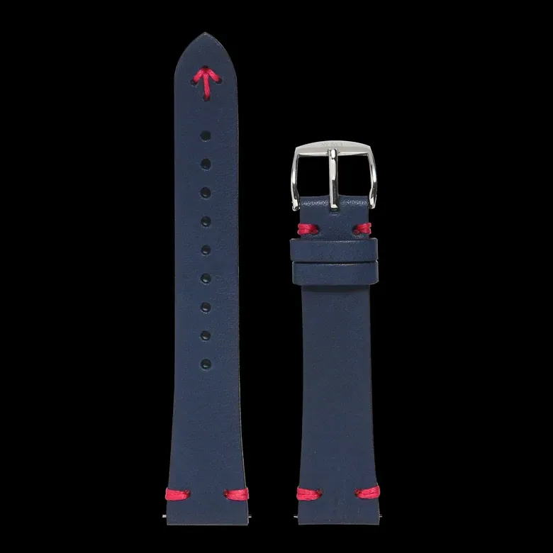 Tonny – Navy / Red Stitching Italian Leather Strap  LS11903809N