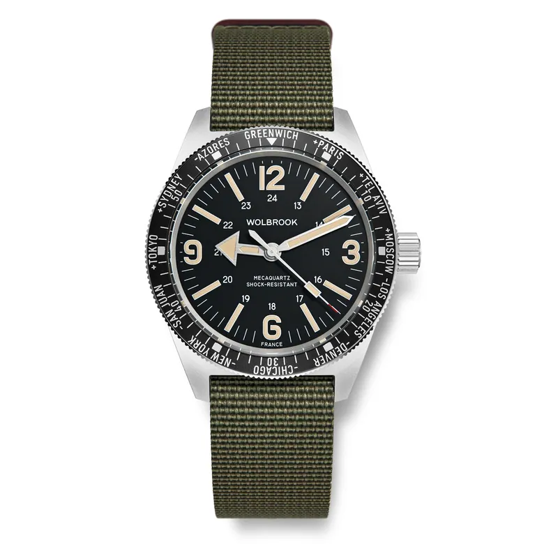 Skindiver WT Mecaquartz Watch - Vintage Lum & Steel Bezel with Black Aluminum Insert