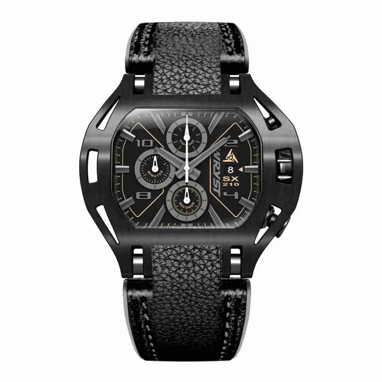 Black Leather Watch Wryst SX210-L | Black DLC Chronograph