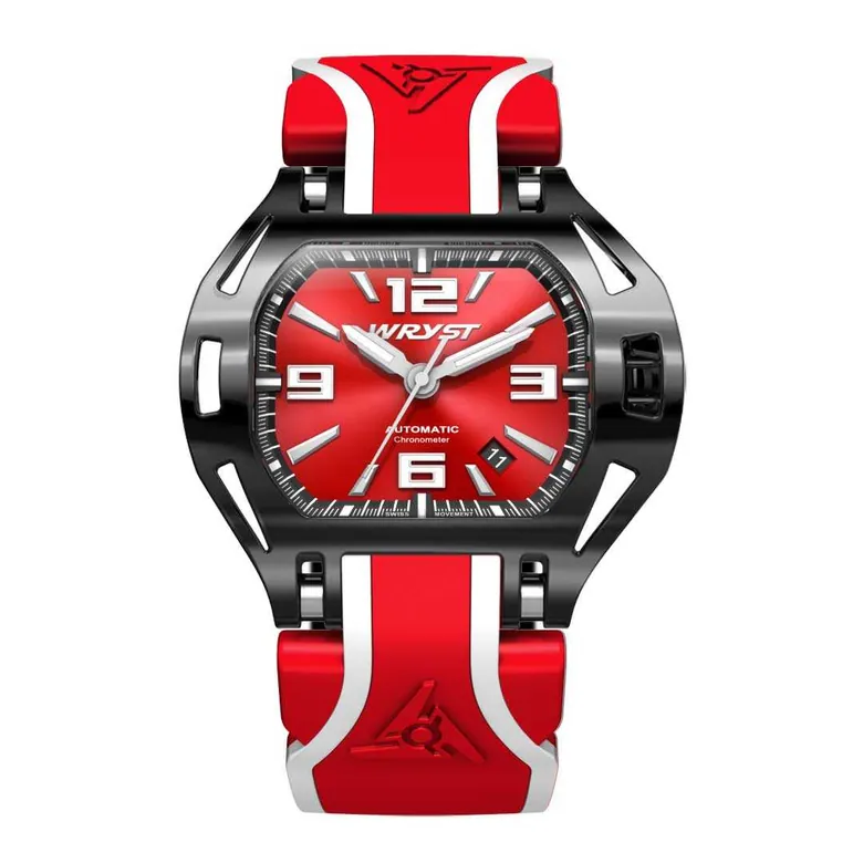 Red Automatic Watch with Red and White Bracelet Wryst SX8