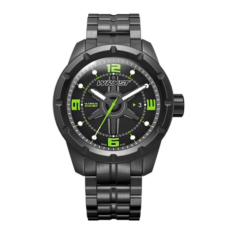 Black Watches for Men Wryst ES30-M Black DLC Steel 45mm