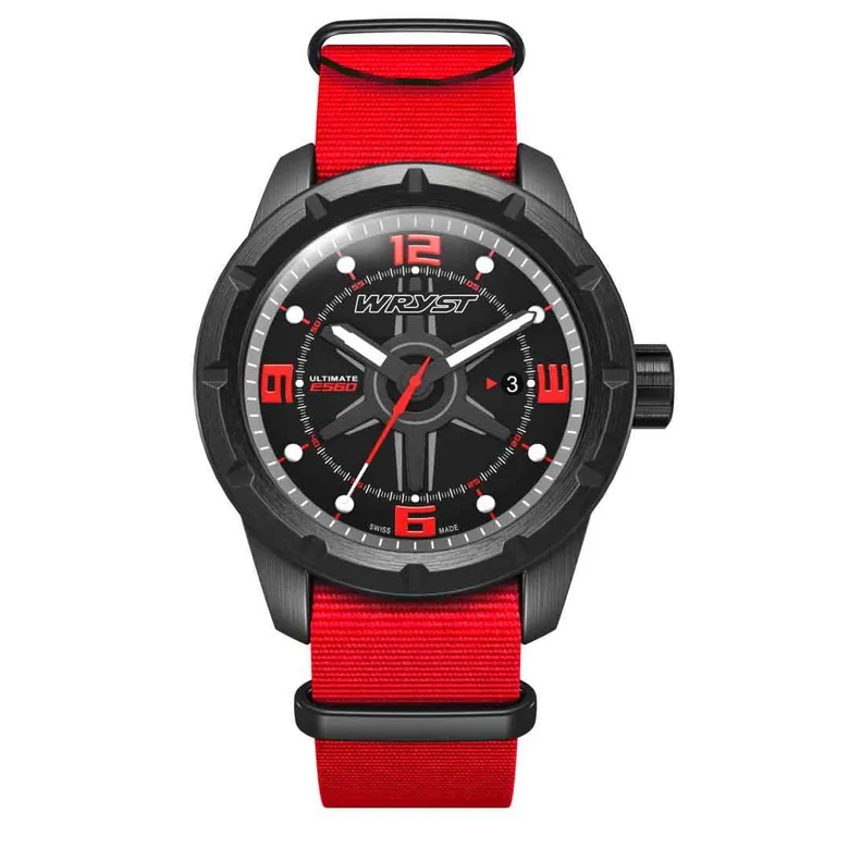 Swiss Nylon Red Watch Mens Wryst Ultimate ES60 Black DLC
