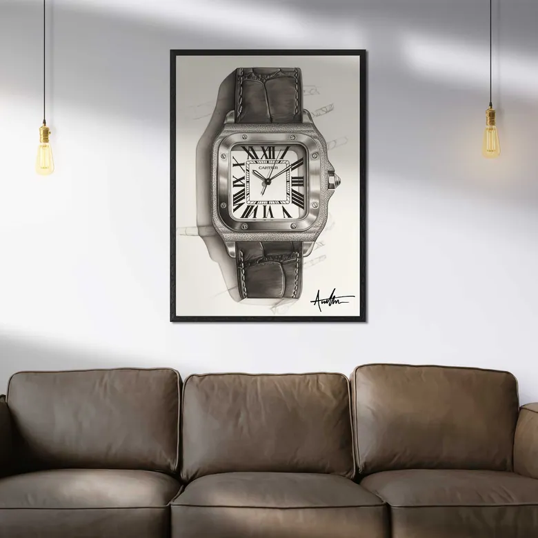 Cartier Santos Watch Art Print
