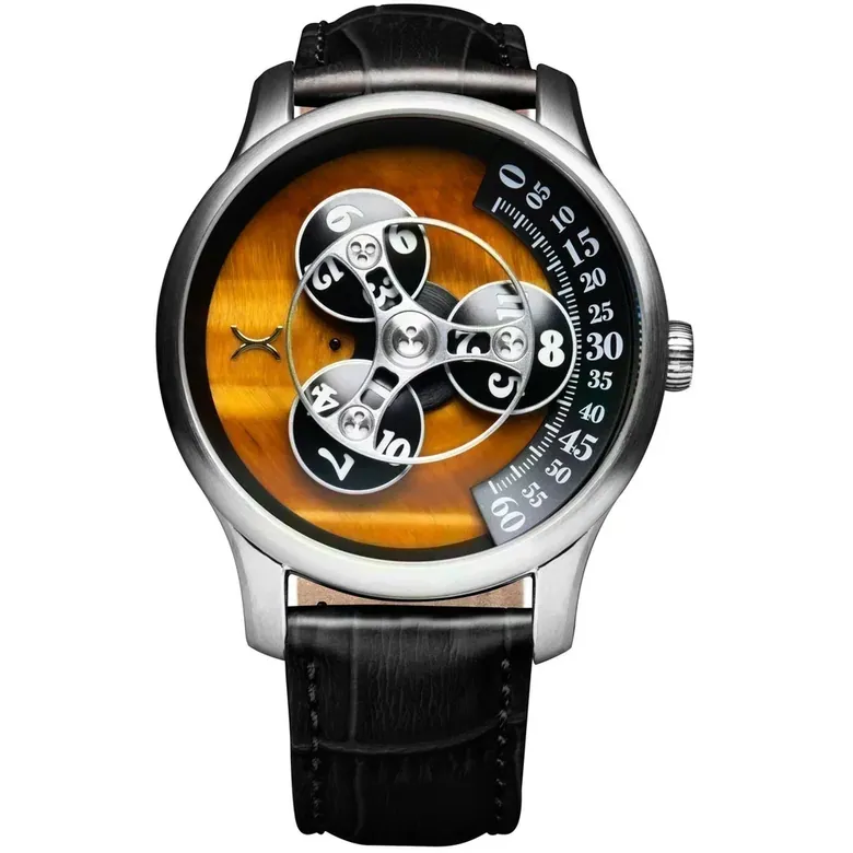 Triptych Automatic Wandering Hour Stone Edition Tigerseye | Xeric.com