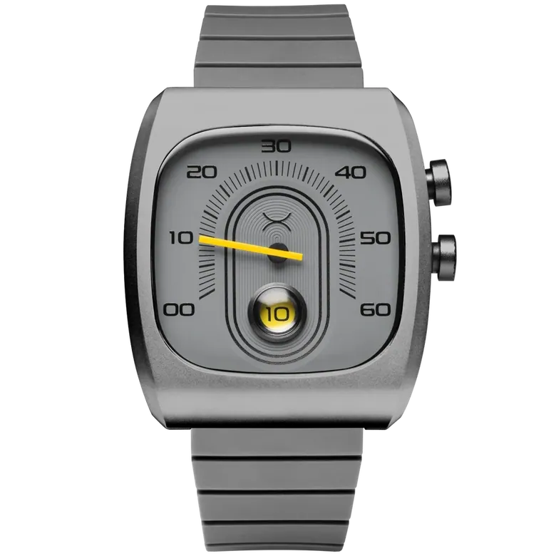 Retroscope Jump Hour Gray Yellow | Xeric.com
